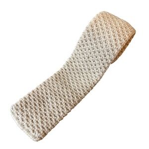 Pendleton Luxury Square Knit Tie Tan Brown Flat End Wool Necktie 52" x 2.25"